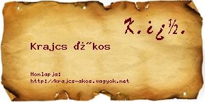Krajcs Ákos névjegykártya